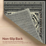 Ultra Soft Area Rug, Non Slip, Stain Resistant, Washable Area Rugs for Living Room, Bedroom, Tribal Black and White Aesthetic(Black)