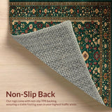 Ultra Soft Area Rug, Non Slip, Stain Resistant, Washable Area Rugs for Living Room, Bedroom, Timeless Rustic Floral Elements(Green)