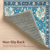 Ultra Soft Area Rug, Non Slip, Stain Resistant, Washable Area Rugs for Living Room, Bedroom, Coastal Elegance Floral Motif(Blue)