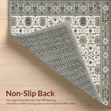 Ultra Soft Area Rug, Non Slip, Stain Resistant, Washable Area Rugs for Living Room, Bedroom, Minimalist Muted Trellis Concept(White)