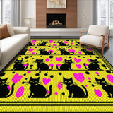 Ultra Soft Area Rug, Non Slip, Stain Resistant, Washable Area Rugs for Living Room, Bedroom, Cute Cartoon Cat Pattern Aesthetic(Black)