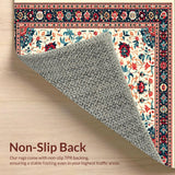 Ultra Soft Area Rug, Non Slip, Stain Resistant, Washable Area Rugs for Living Room, Bedroom, Eclectic Cream Blue Bedroom Rug for Minimalist Homes(Beige)