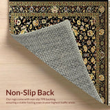 Ultra Soft Area Rug, Non Slip, Stain Resistant, Washable Area Rugs for Living Room, Bedroom, Chic Rustic Floral Medley(Black)