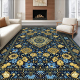 Ultra Soft Area Rug, Non Slip, Stain Resistant, Washable Area Rugs for Living Room, Bedroom, Oriental inspired Area(Blue)