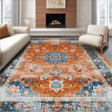 Ultra Soft Area Rug, Non Slip, Stain Resistant, Washable Area Rugs for Living Room, Bedroom, Cozy Abstract Floral Touch(Orange)