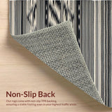 Ultra Soft Area Rug, Non Slip, Stain Resistant, Washable Area Rugs for Living Room, Bedroom, Chic Diamond Stripe Motif(Black)