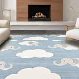 Ultra Soft Area Rug, Non Slip, Stain Resistant, Washable Area Rugs for Living Room, Bedroom, Charming Animal Motif in Grey(Blue)