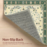 Ultra Soft Area Rug, Non Slip, Stain Resistant, Washable Area Rugs for Living Room, Bedroom, Super Shag Beige and Green(Ivory)