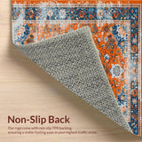 Ultra Soft Area Rug, Non Slip, Stain Resistant, Washable Area Rugs for Living Room, Bedroom, Cozy Abstract Floral Touch(Orange)
