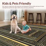 Ultra Soft Area Rug, Non Slip, Stain Resistant, Washable Area Rugs for Living Room, Bedroom, Glamorous Gold Geometric Charm(Gold)