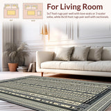 Ultra Soft Area Rug, Non Slip, Stain Resistant, Washable Area Rugs for Living Room, Bedroom, Unique Modern Medallion Design(Beige)