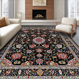 Ultra Soft Area Rug, Non Slip, Stain Resistant, Washable Area Rugs for Living Room, Bedroom, Artful Black and White Floral(Black)