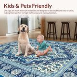 Ultra Soft Area Rug, Non Slip, Stain Resistant, Washable Area Rugs for Living Room, Bedroom, Lively Contemporary Tiled Design(Blue)
