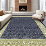 Ultra Soft Area Rug, Non Slip, Stain Resistant, Washable Area Rugs for Living Room, Bedroom, Waterproof Runner with Geometric Trellis(Blue)