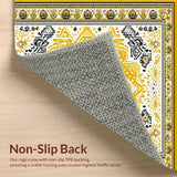 Ultra Soft Area Rug, Non Slip, Stain Resistant, Washable Area Rugs for Living Room, Bedroom, Stylish Earth Toned Lattice Elements(Gold)