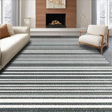 Ultra Soft Area Rug, Non Slip, Stain Resistant, Washable Area Rugs for Living Room, Bedroom, KaHouen Classic Striped Design Floor Mat Outdoor Layering Rug(Black)