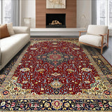 Ultra Soft Area Rug, Non Slip, Stain Resistant, Washable Area Rugs for Living Room, Bedroom, Rich Red Vintage Floral Design(Red)