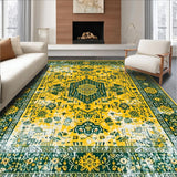 Ultra Soft Area Rug, Non Slip, Stain Resistant, Washable Area Rugs for Living Room, Bedroom, Whimsical Multi-Hued Floral Arrangement(Yellow)
