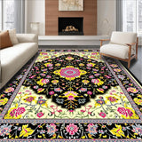 Ultra Soft Area Rug, Non Slip, Stain Resistant, Washable Area Rugs for Living Room, Bedroom, Sophisticated Multicolored Artful Motif(Black)