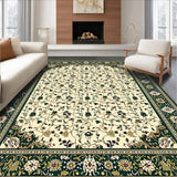 Ultra Soft Area Rug, Non Slip, Stain Resistant, Washable Area Rugs for Living Room, Bedroom, Country Flair Beige & Green Bordered Patio(Ivory)