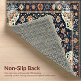 Ultra Soft Area Rug, Non Slip, Stain Resistant, Washable Area Rugs for Living Room, Bedroom, Artistic Boho Distressed Motif(Blue)