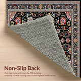 Ultra Soft Area Rug, Non Slip, Stain Resistant, Washable Area Rugs for Living Room, Bedroom, Artful Black and White Floral(Black)
