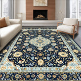 Ultra Soft Area Rug, Non Slip, Stain Resistant, Washable Area Rugs for Living Room, Bedroom, Chic Geometric Floral Arrangement(Blue)