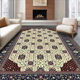 Ultra Soft Area Rug, Non Slip, Stain Resistant, Washable Area Rugs for Living Room, Bedroom, Intricate Geometric Area with Spotted Design and Floral Motifs(Beige)