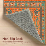 Ultra Soft Area Rug, Non Slip, Stain Resistant, Washable Area Rugs for Living Room, Bedroom, Dynamic Colorful Trellis Elements(Orange)