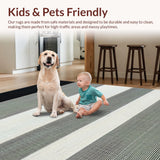 Ultra Soft Area Rug, Non Slip, Stain Resistant, Washable Area Rugs for Living Room, Bedroom, Elegant Black and White Trellis Motif(Gray)