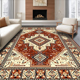 Ultra Soft Area Rug, Non Slip, Stain Resistant, Washable Area Rugs for Living Room, Bedroom, Warm Toned Medallion Aesthetic(Brown)