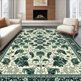 Ultra Soft Area Rug, Non Slip, Stain Resistant, Washable Area Rugs for Living Room, Bedroom, Luxurious Vintage Leafy Background(Ivory)