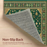 Ultra Soft Area Rug, Non Slip, Stain Resistant, Washable Area Rugs for Living Room, Bedroom, Green Embroidered Arabic Meditation Room Prayer Rug(Green)