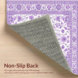 Ultra Soft Area Rug, Non Slip, Stain Resistant, Washable Area Rugs for Living Room, Bedroom, Chic Vintage Purple Blossom Design(Purple)