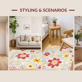 Ultra Soft Area Rug, Non Slip, Stain Resistant, Washable Area Rugs for Living Room, Bedroom, Whimsical Botanical Color Burst(Yellow)