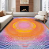 Ultra Soft Area Rug, Non Slip, Stain Resistant, Washable Area Rugs for Living Room, Bedroom, Dynamic Colorful Geometric Fusion(Orange)