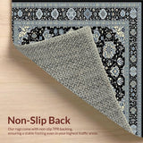 Ultra Soft Area Rug, Non Slip, Stain Resistant, Washable Area Rugs for Living Room, Bedroom, Striking Ogee Pattern in Monochrome(Black)