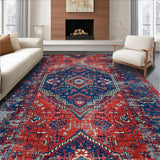 Ultra Soft Area Rug, Non Slip, Stain Resistant, Washable Area Rugs for Living Room, Bedroom, Traditional Boho Red Entryway Non-Slip Carpet(Red)