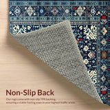 Ultra Soft Area Rug, Non Slip, Stain Resistant, Washable Area Rugs for Living Room, Bedroom, Rustic Tribal Patterned Blue Tones(Blue)