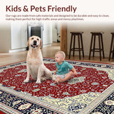 Ultra Soft Area Rug, Non Slip, Stain Resistant, Washable Area Rugs for Living Room, Bedroom, Contemporary Colorful Lattice Features(Red)