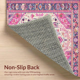 Ultra Soft Area Rug, Non Slip, Stain Resistant, Washable Area Rugs for Living Room, Bedroom, Whimsical Colorful Lattice Style(Pink)