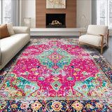 Ultra Soft Area Rug, Non Slip, Stain Resistant, Washable Area Rugs for Living Room, Bedroom, Vibrant Ogee Patterned Visual Appeal(Pink)