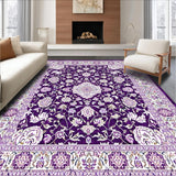 Ultra Soft Area Rug, Non Slip, Stain Resistant, Washable Area Rugs for Living Room, Bedroom, Transitional Abstract Floral Aesthetic(Purple)
