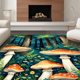 Whimsical Navy Blue Mushroom Motif(Green)