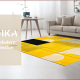 Ultra Soft Area Rug, Non Slip, Stain Resistant, Washable Area Rugs for Living Room, Bedroom, Vibrant Curvilinear Patterned Elegance(Yellow)