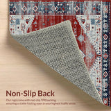 Ultra Soft Area Rug, Non Slip, Stain Resistant, Washable Area Rugs for Living Room, Bedroom, Contemporary Distressed Geometric Charm(Red)