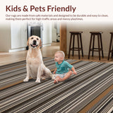 Ultra Soft Area Rug, Non Slip, Stain Resistant, Washable Area Rugs for Living Room, Bedroom, Artful Mocha Clay Geometric Motif(Brown)