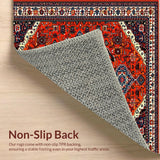 Ultra Soft Area Rug, Non Slip, Stain Resistant, Washable Area Rugs for Living Room, Bedroom, Artistic Distressed Geometric Fusion(Red)