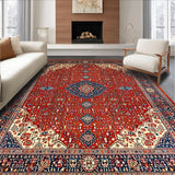 Ultra Soft Area Rug, Non Slip, Stain Resistant, Washable Area Rugs for Living Room, Bedroom, Cozy Rich Toned Trellis Style(Red)