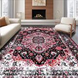 Ultra Soft Area Rug, Non Slip, Stain Resistant, Washable Area Rugs for Living Room, Bedroom, Rustic Low Pile Geometric Aesthetic(Black)